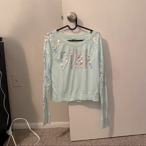 ❤️❤️ VS PINK Holographic Ice Blue Bling Shirt